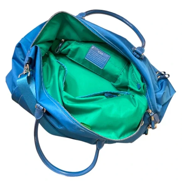 Tumi Voyager Canvas and Leather Duffel Bag Carry On in Sky Blue - Picture 5 of 7